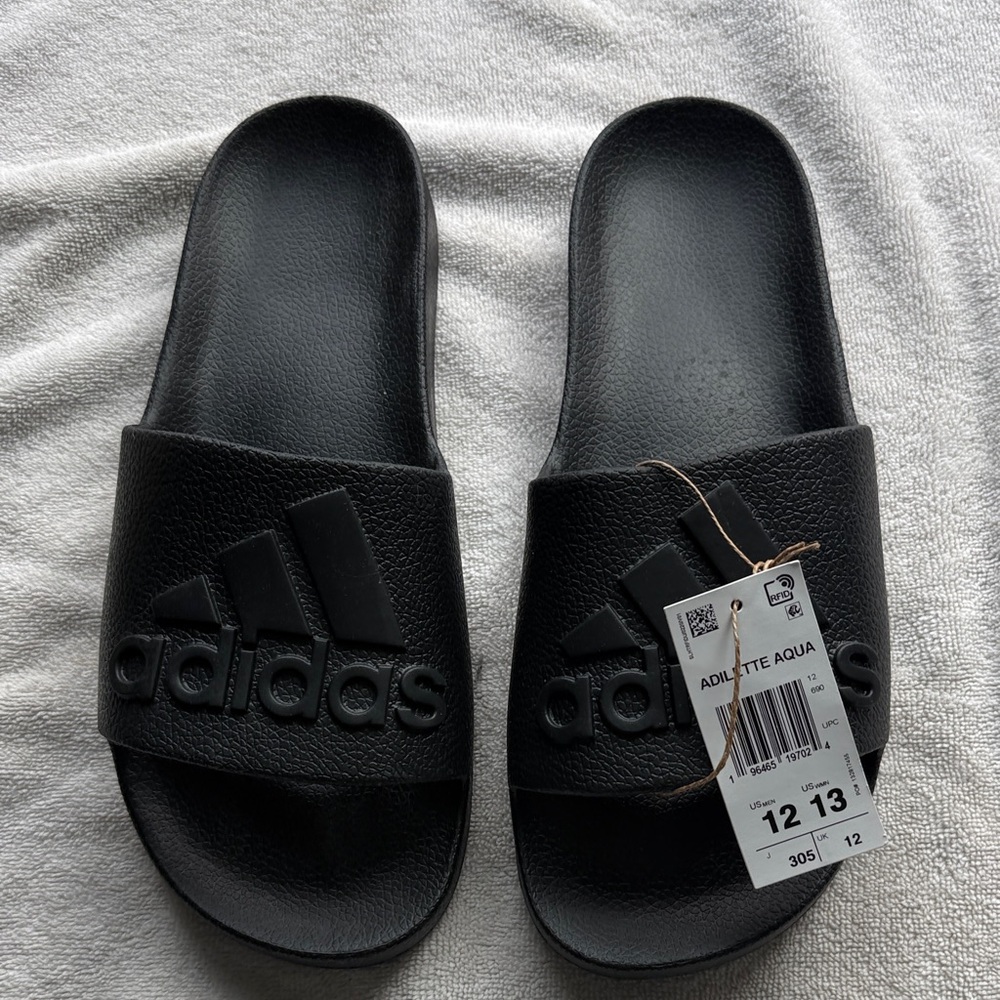 Adidas Black Adilette Aqua Sandals - Picture 6 of 6